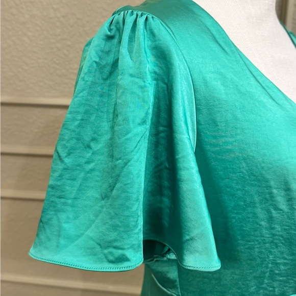 GIANNI BINI Women’s Green Midi Dress with Short Ruffled Sleeves. Size L - Picture 5 of 8